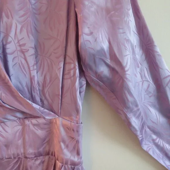 RONNY KOBO Jade Leaf Print Silk Blend Midi Dress in Lavender Purple XS NWT - Picture 5 of 16